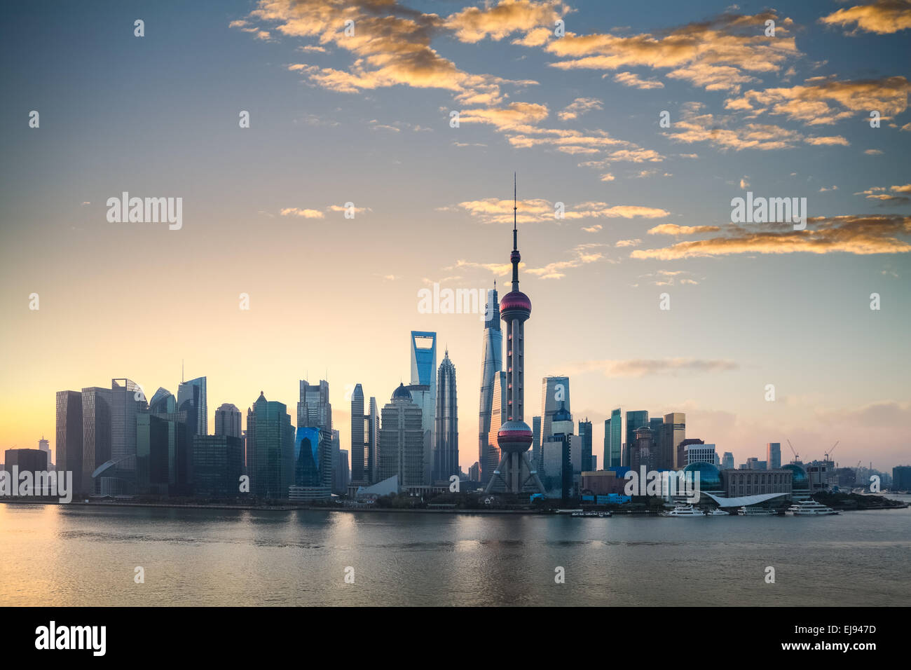 shanghai skyline in a beautiful morning Stock Photo