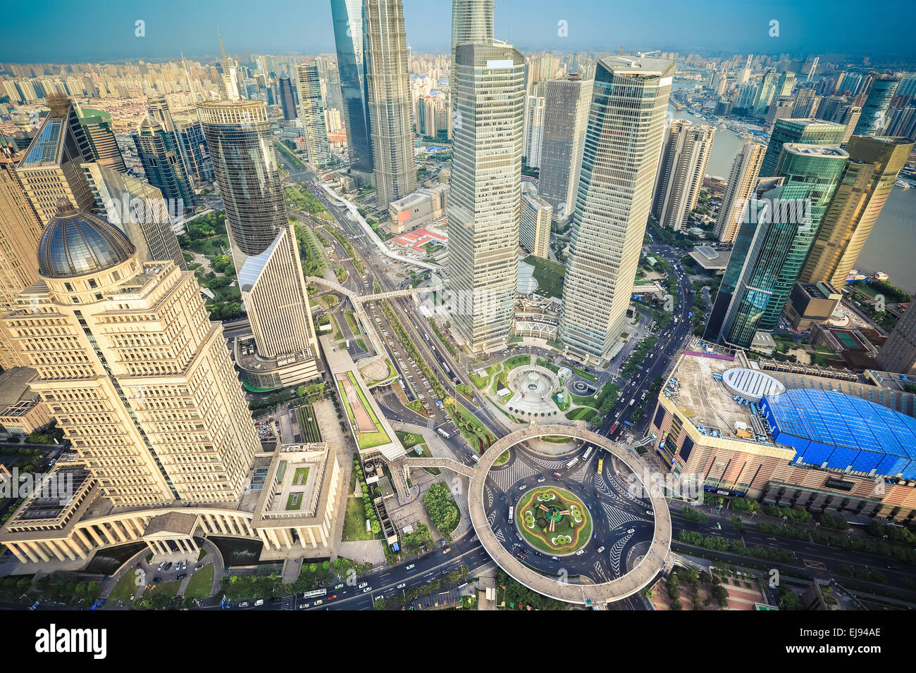 a bird's eye view of shanghai midtown Stock Photo