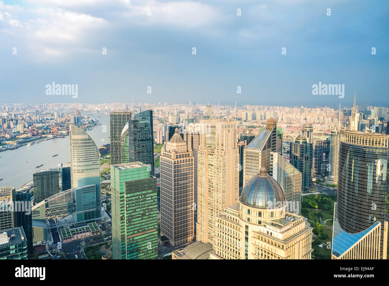 shanghai skyline aerial view Stock Photo