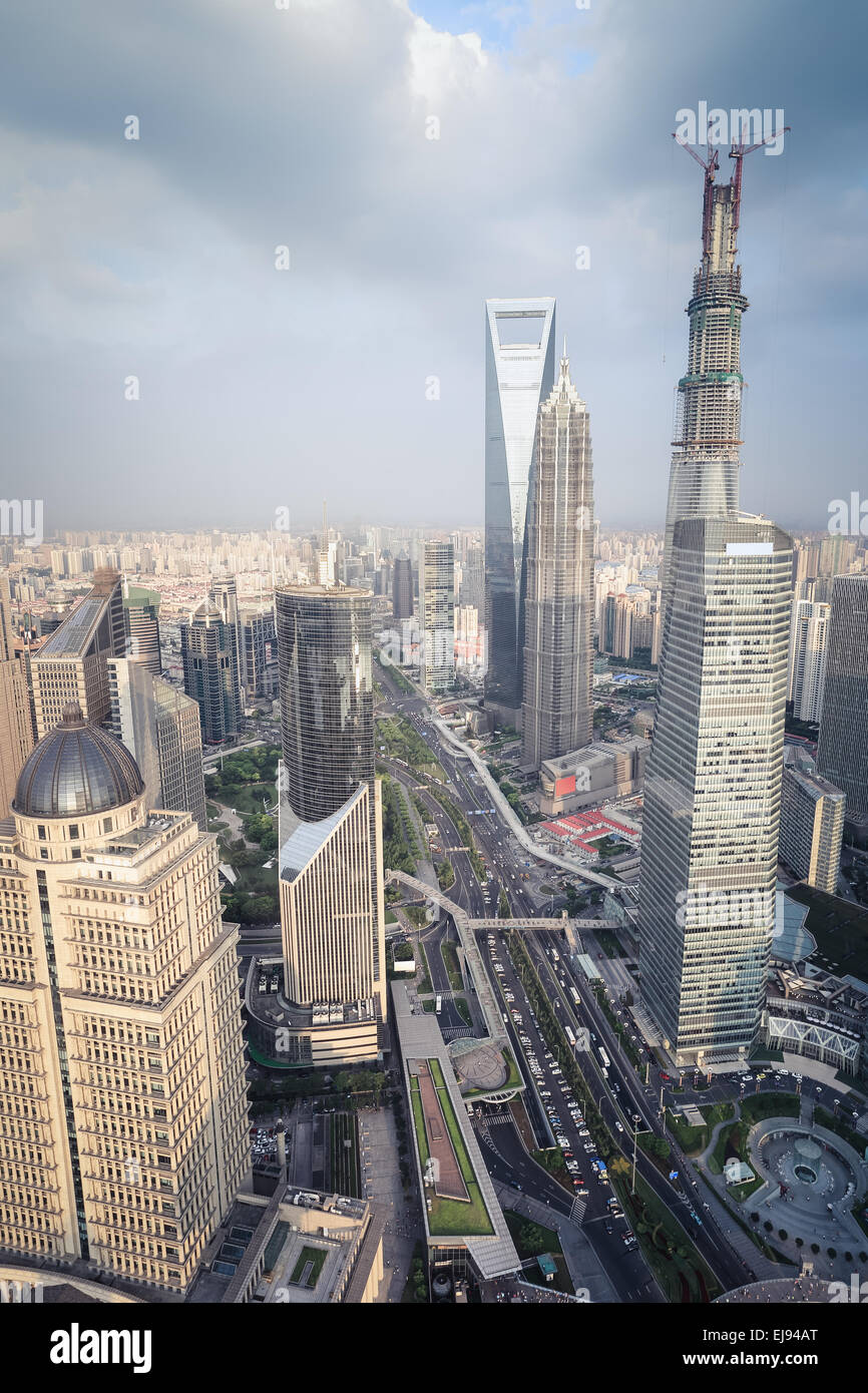 aerial view of shanghai midtown Stock Photo
