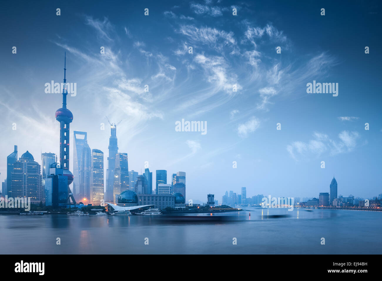 shanghai skyline in dawn Stock Photo