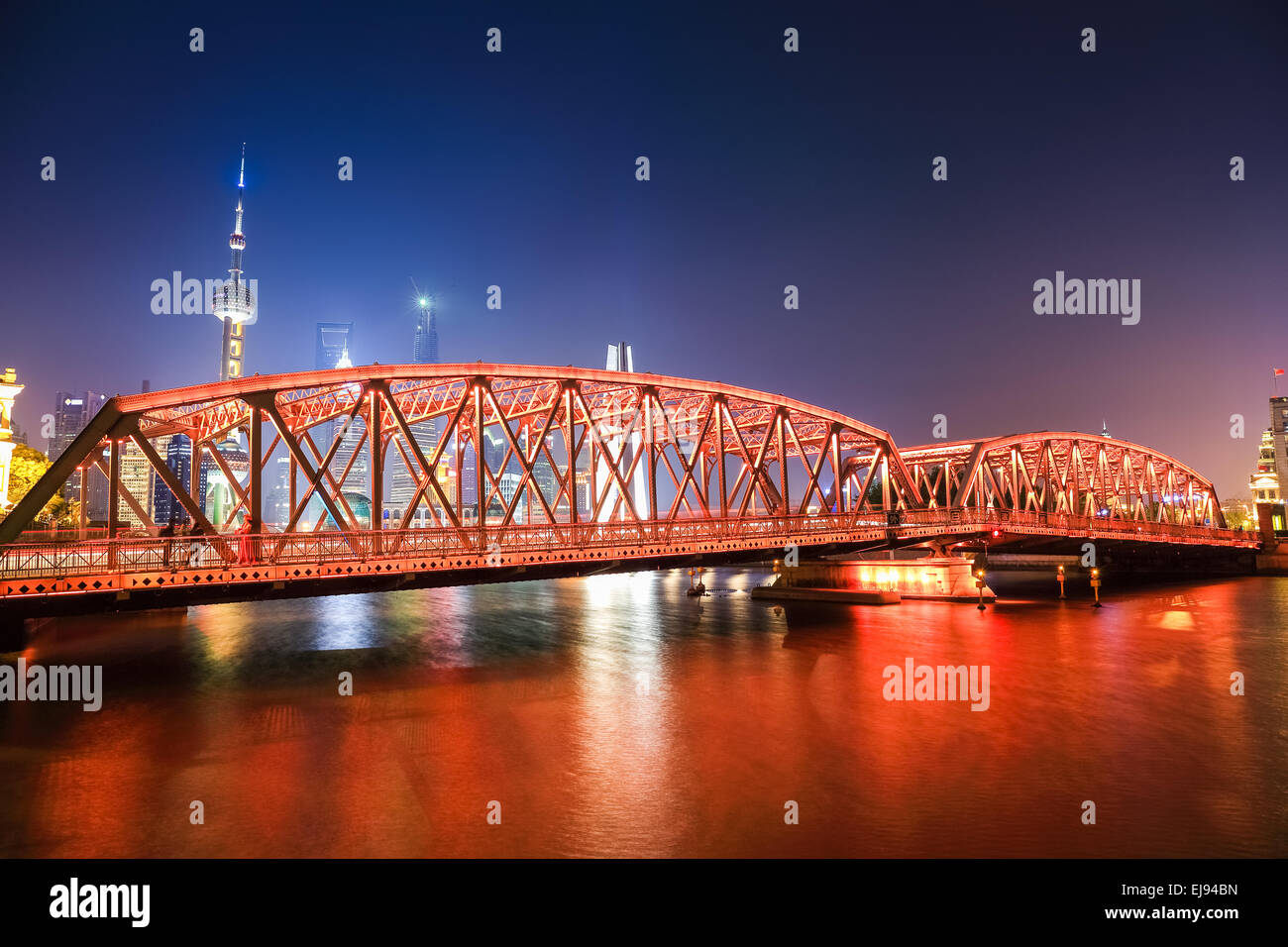 shanghai garden bridge at night Stock Photo