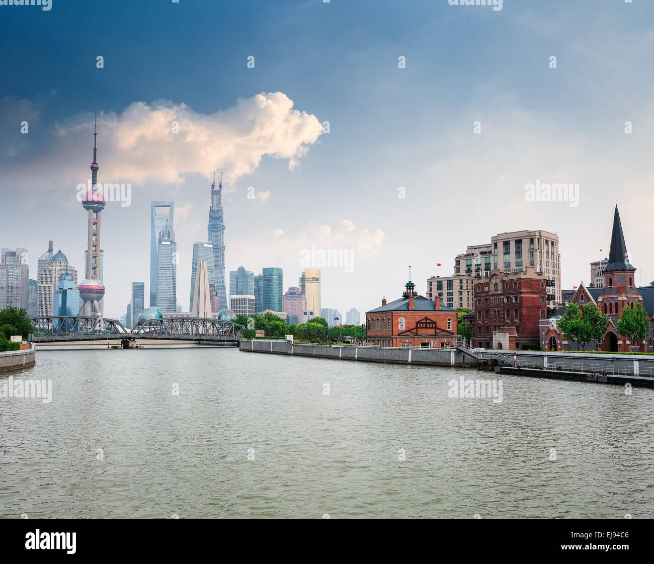 shanghai skyline and beautiful suzhou river Stock Photo