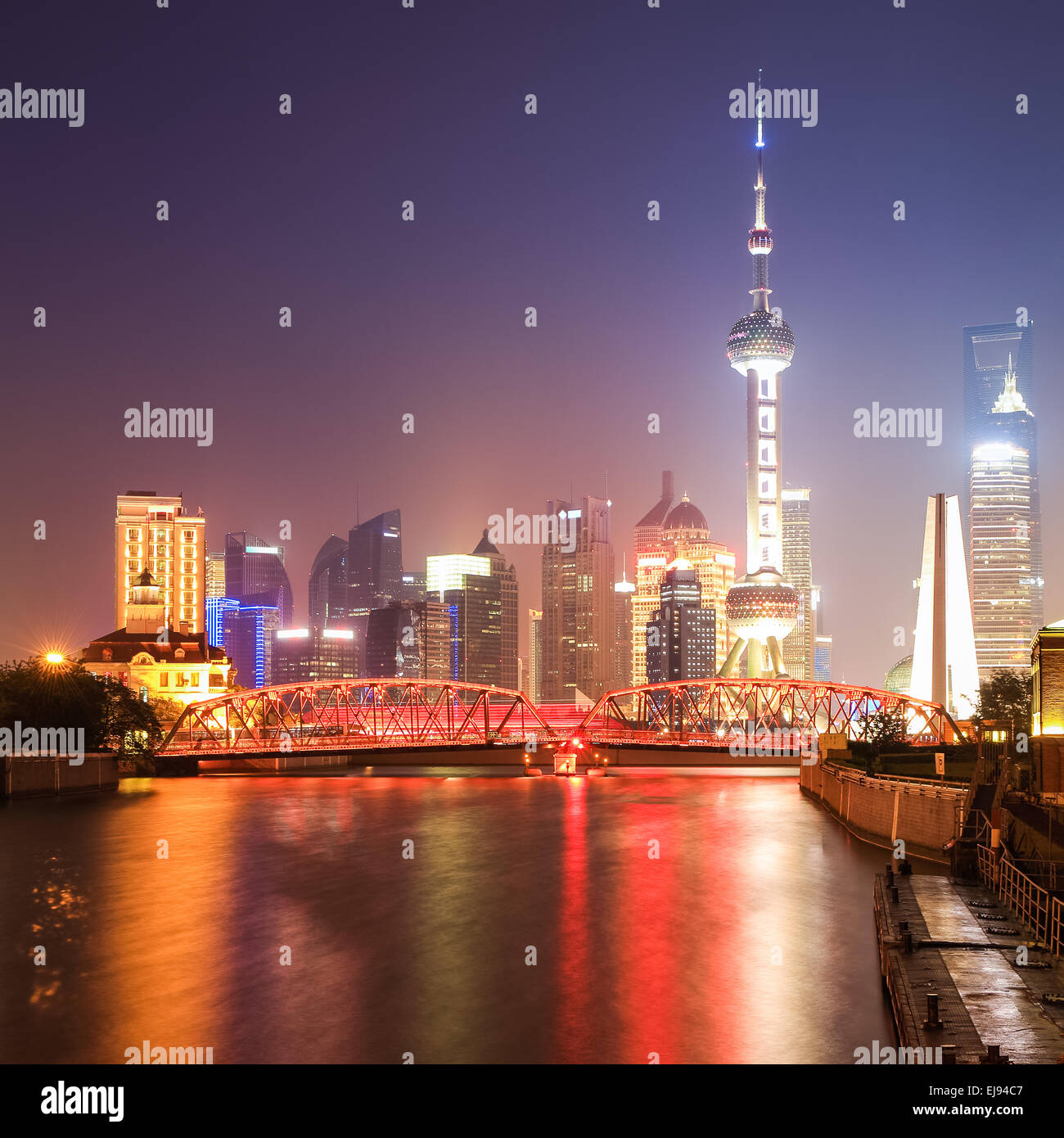 shanghai garden bridge at night Stock Photo