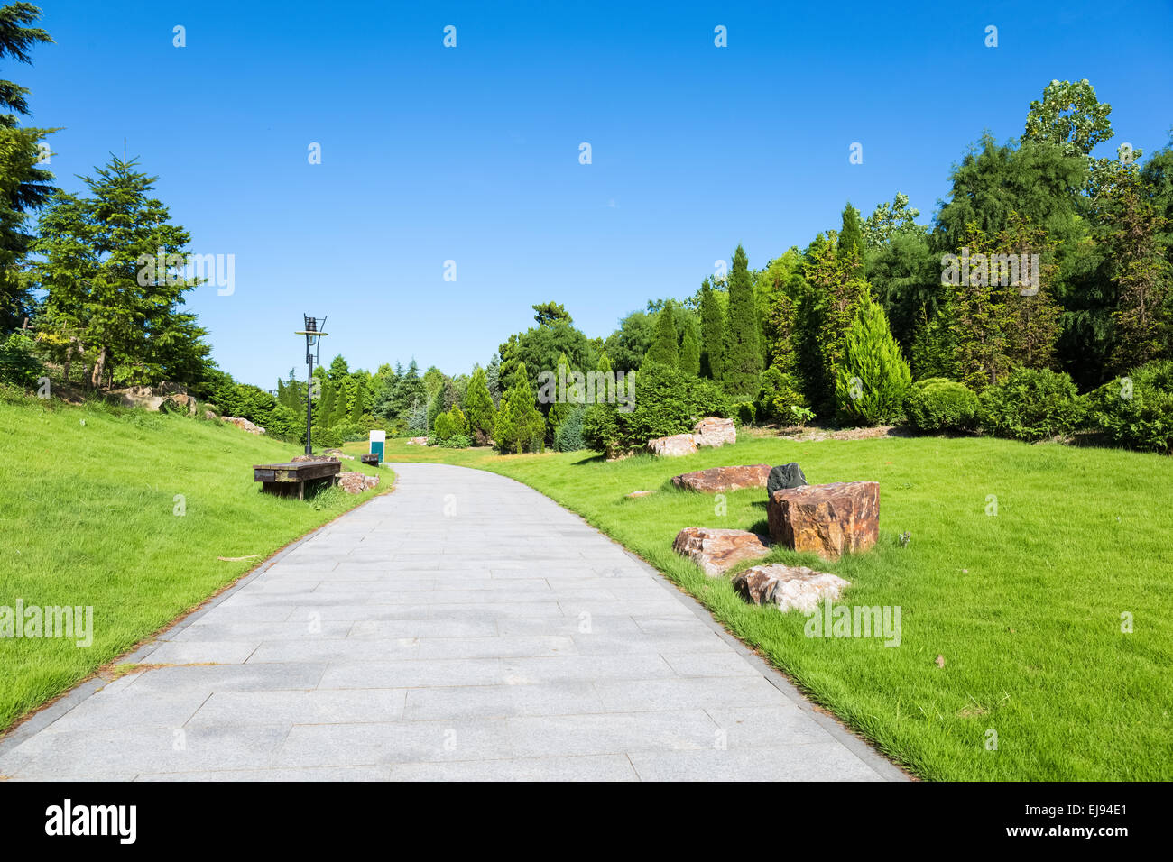 peaceful park in the morning Stock Photo