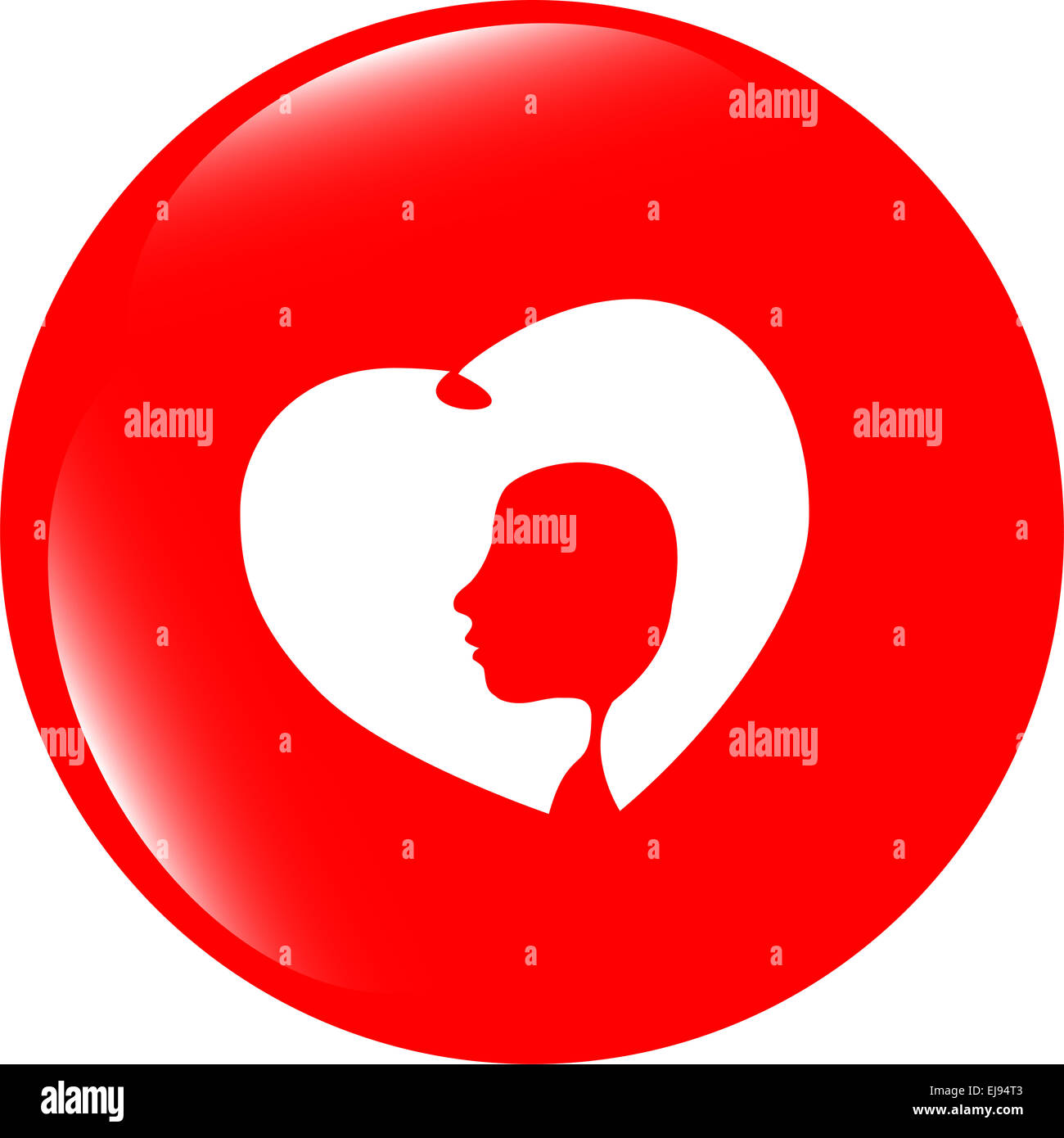 icon with heart and woman head Stock Photo - Alamy