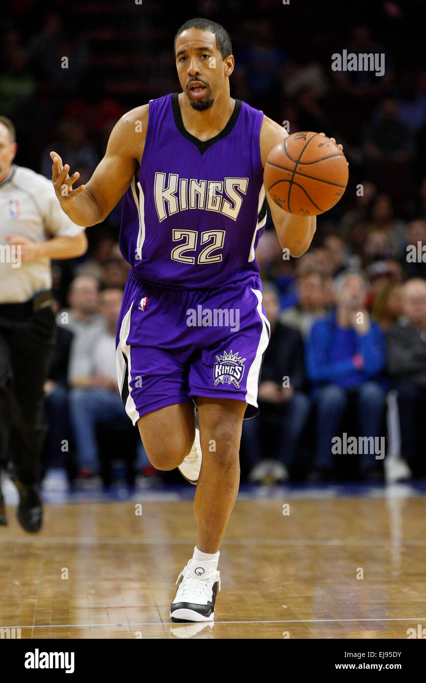 March 13, 2015: Sacramento Kings guard Andre Miller (22) in action during the NBA game between the Sacramento Kings and the Philadelphia 76ers at the Wells Fargo Center in Philadelphia, Pennsylvania. The Philadelphia 76ers won 114-107. Stock Photo
