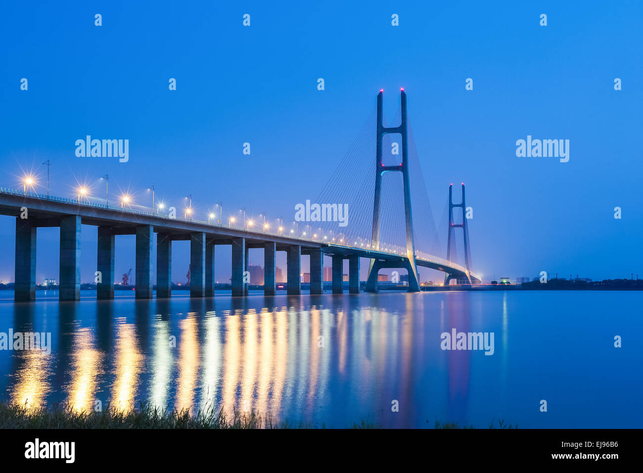 the second bridge of jiujiang at night Stock Photo