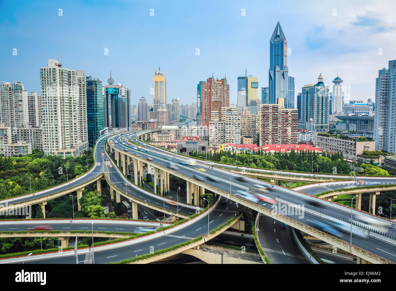 Shanghai Elevated Road Junction Stock Photo Alamy