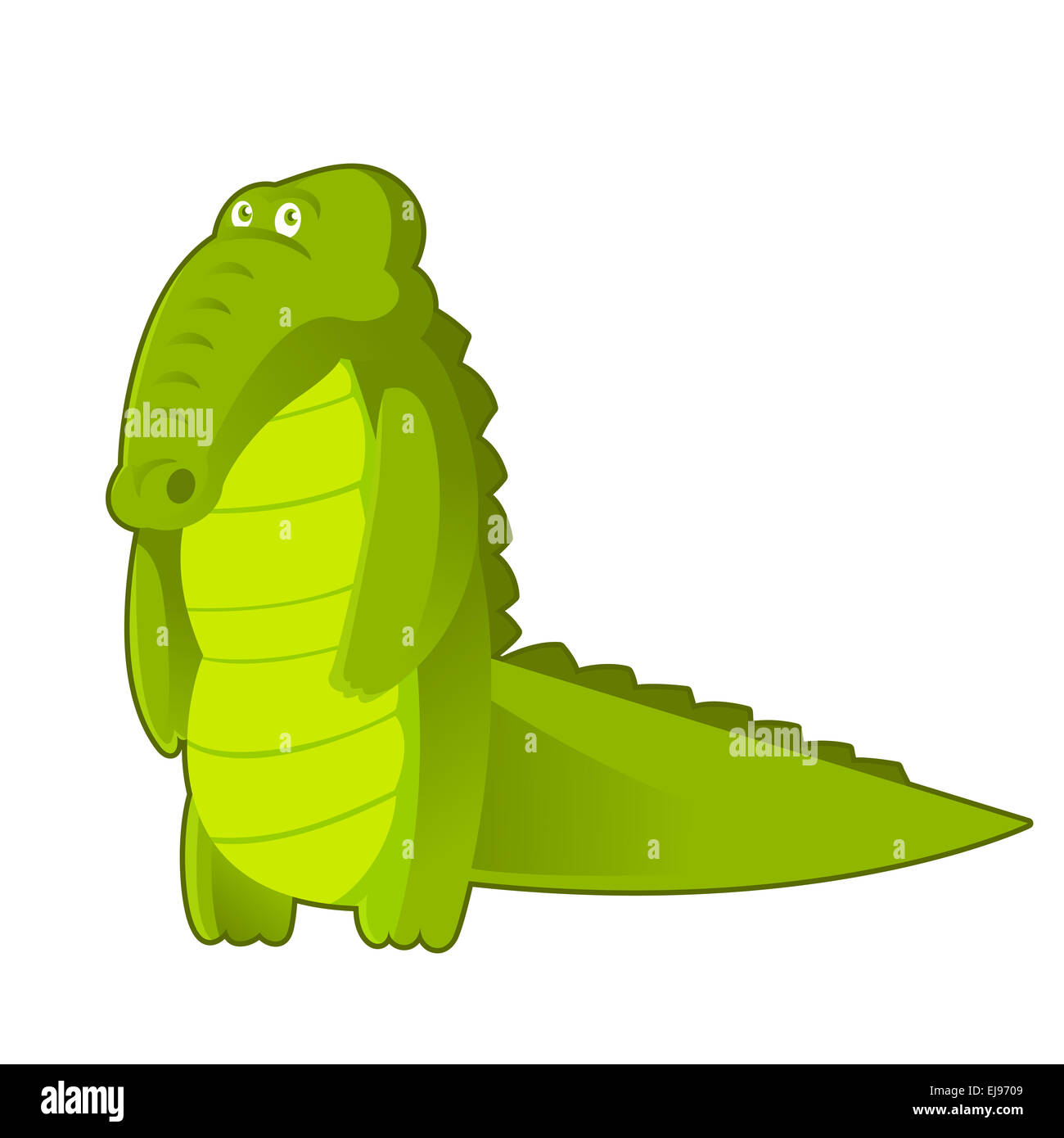 Vector image of a cartoon green crocodile Stock Photo