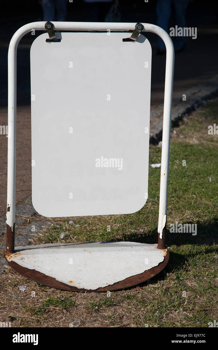 Closeup of Hanging White Blank Sign with Copy Space Stock Photo - Alamy