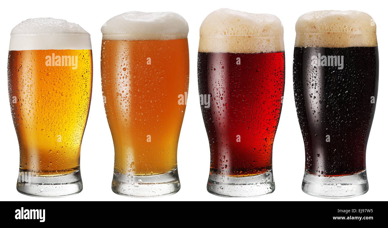 Glasses of beer on white background.File contains clipping paths. Stock Photo