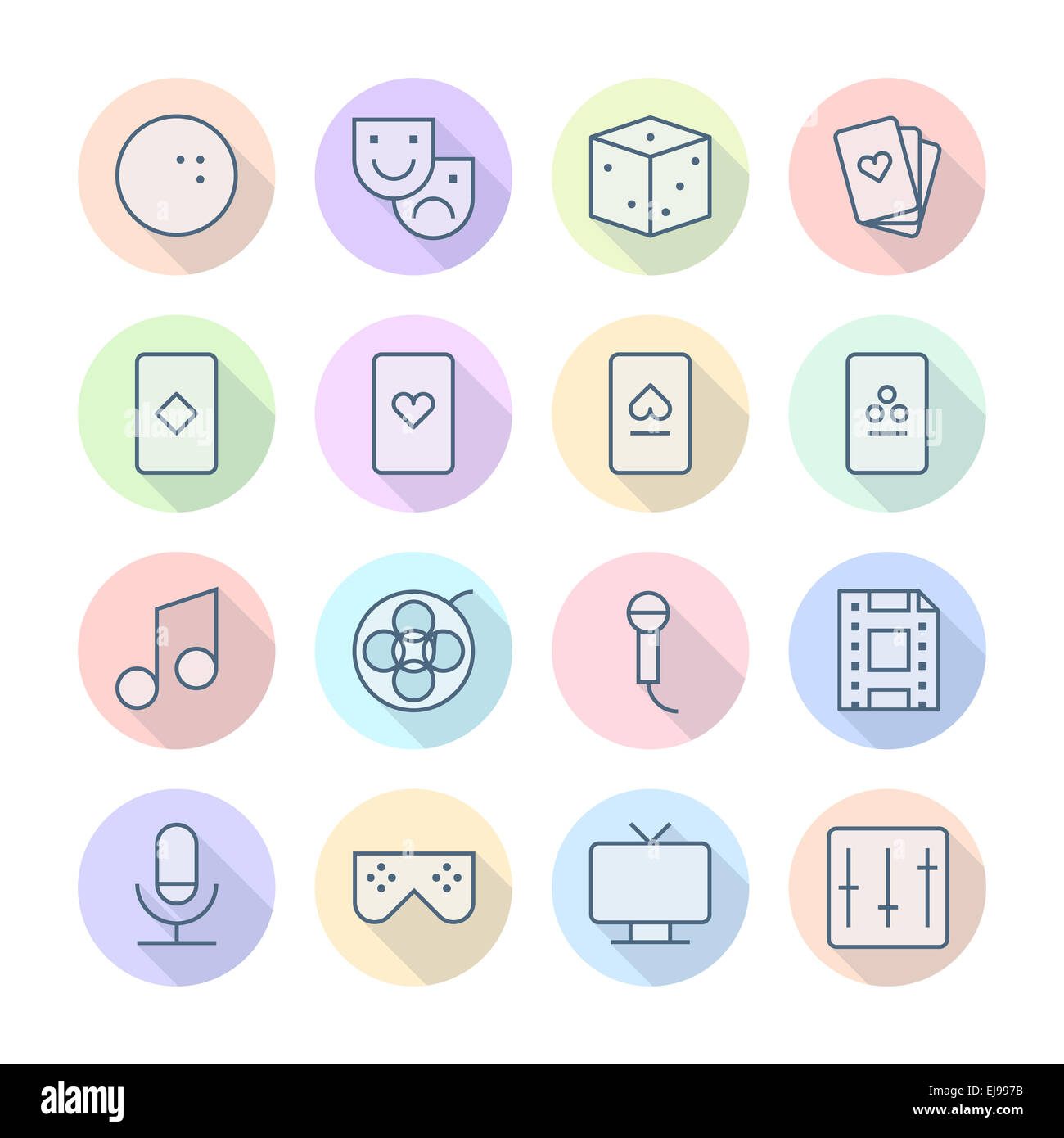 Thin Line Icons For Leisure Stock Photo