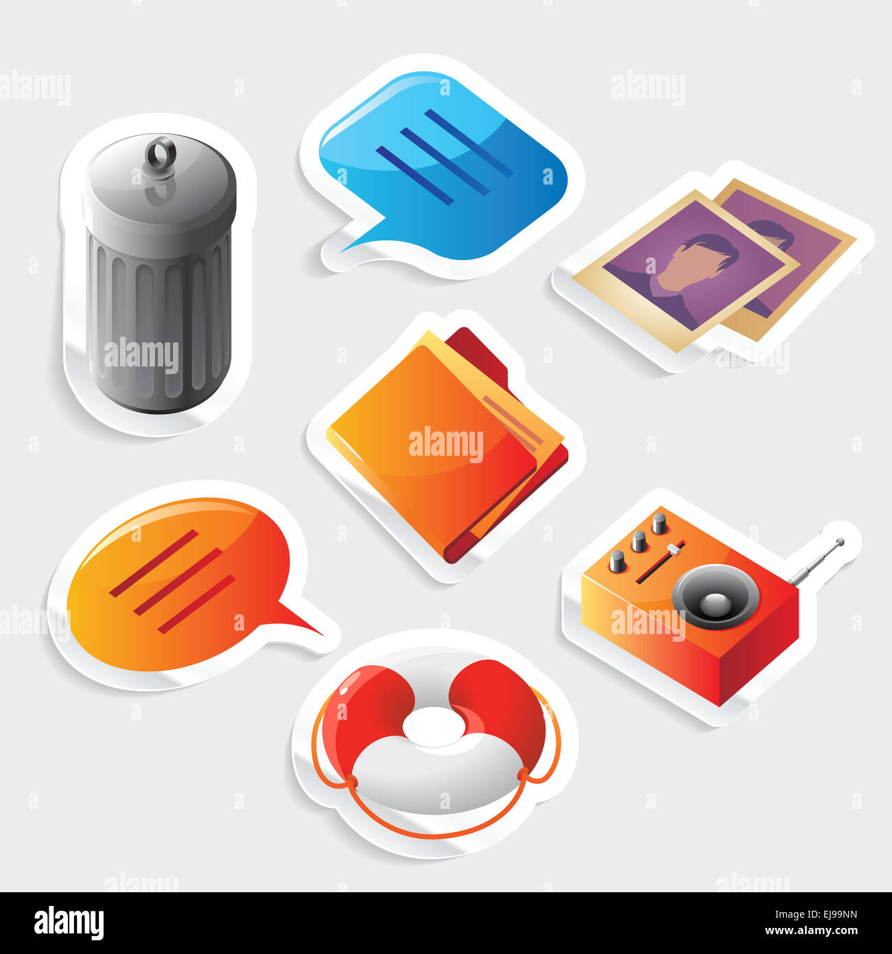 Sticker icon set for interface Stock Photo - Alamy