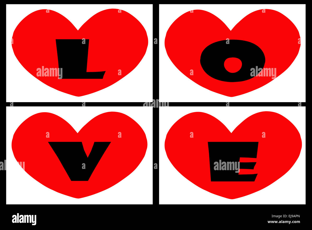 Red heart forming the word love Stock Photo - Alamy