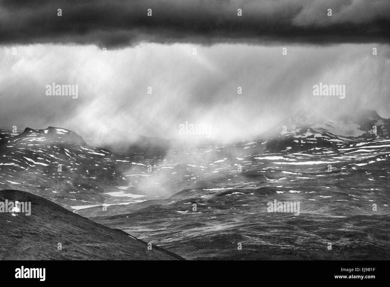 rain shower, Abisko alps, Lapland, Sweden Stock Photo