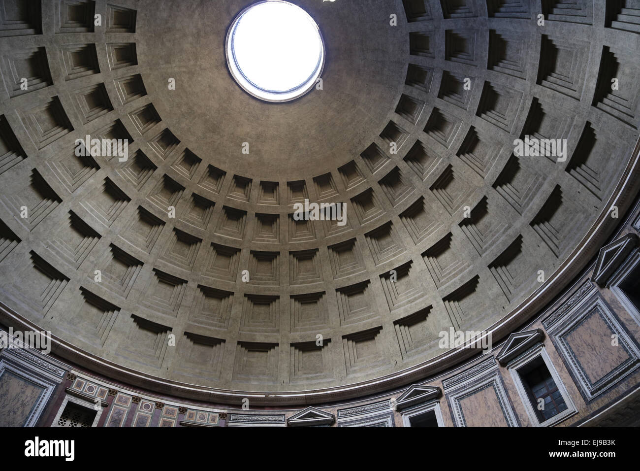 Italy. Rome. Pantheon. Roman temple. The Oculus in the dome. Stock Photo