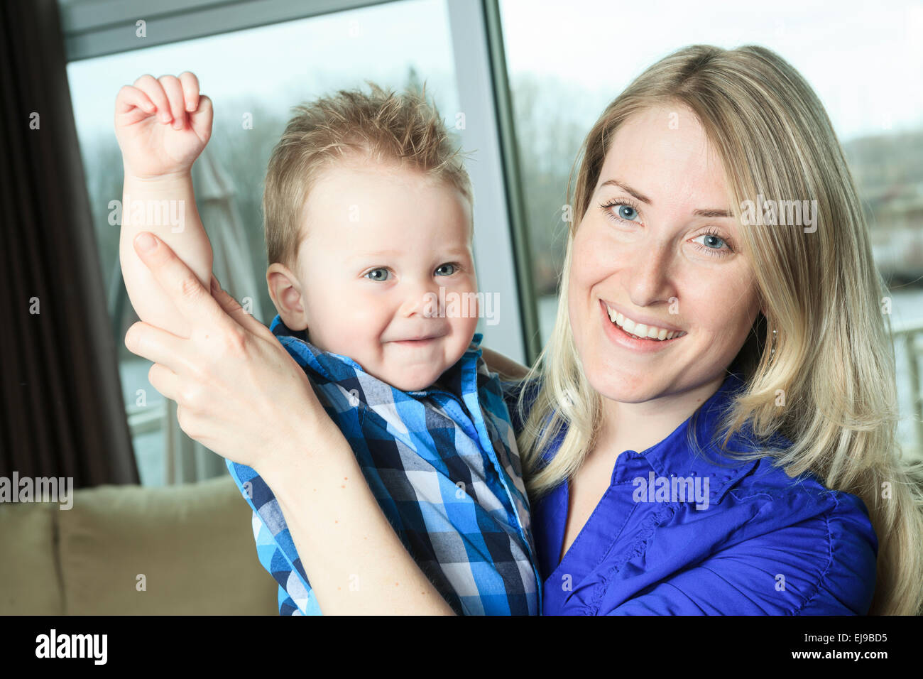 A Mother with is one Years Old Boy Stock Photo
