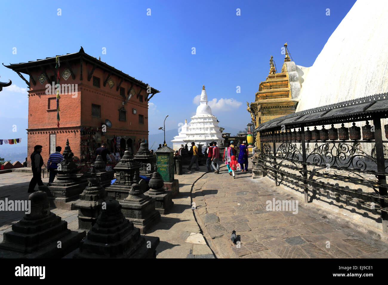 Image of Buddhist Stupas, Prayer Flags and Temples, Monkey Temple ...