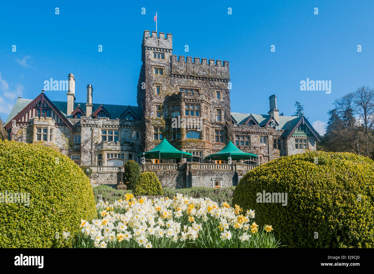Hatley Castle, at Royal Roads University grounds, Colwood, British Columbia, Canada Stock Photo Hatley Castle, at Royal Roads University grounds, Colwood, British Columbia, Canada Stock Photo