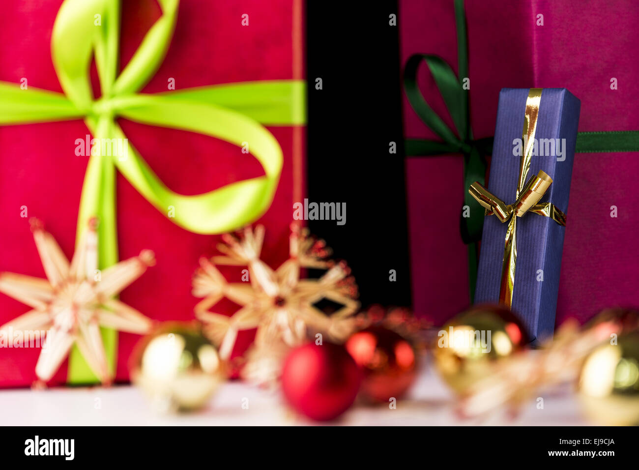 Gifts, spheres and stars Stock Photo