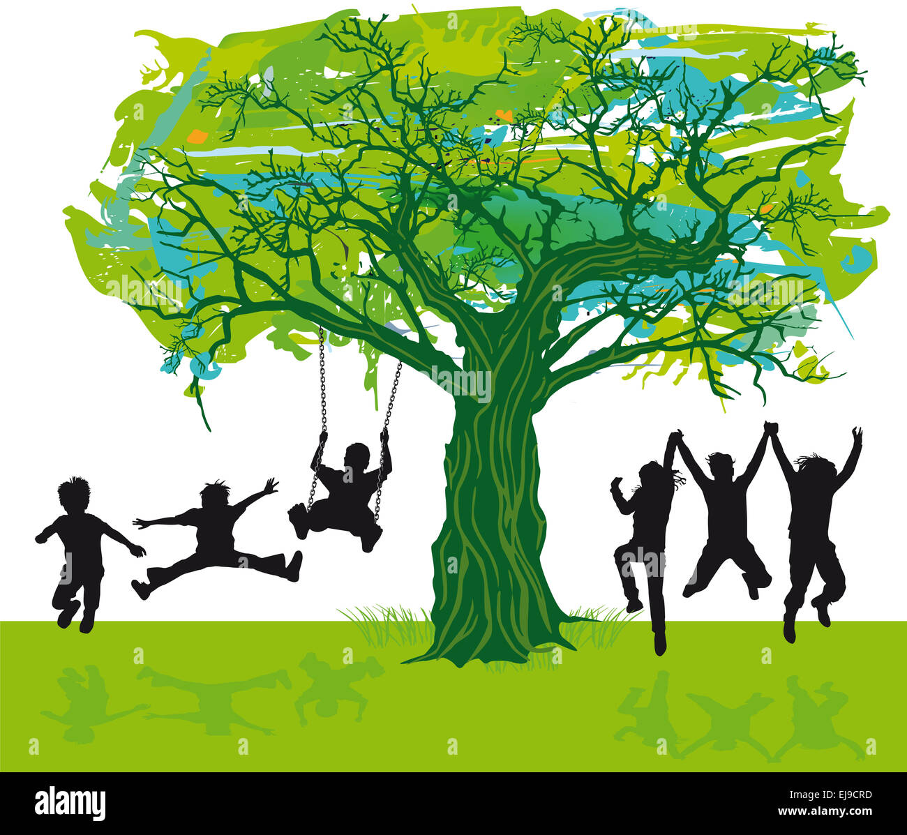 Children under the tree Stock Photo - Alamy