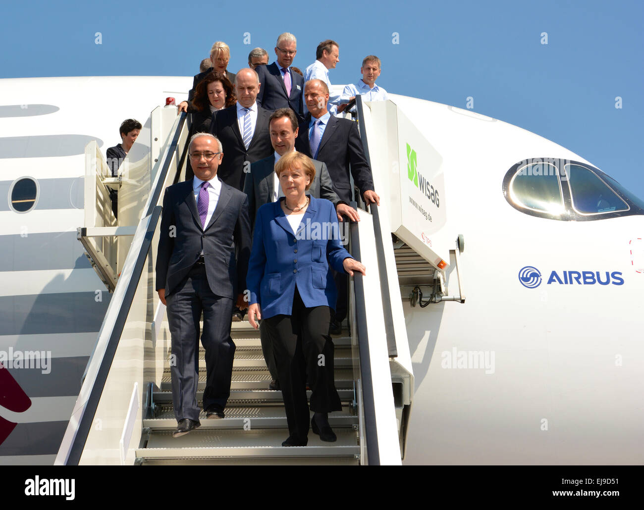 Chancellor Angela Merkel with airbus A350 Stock Photo