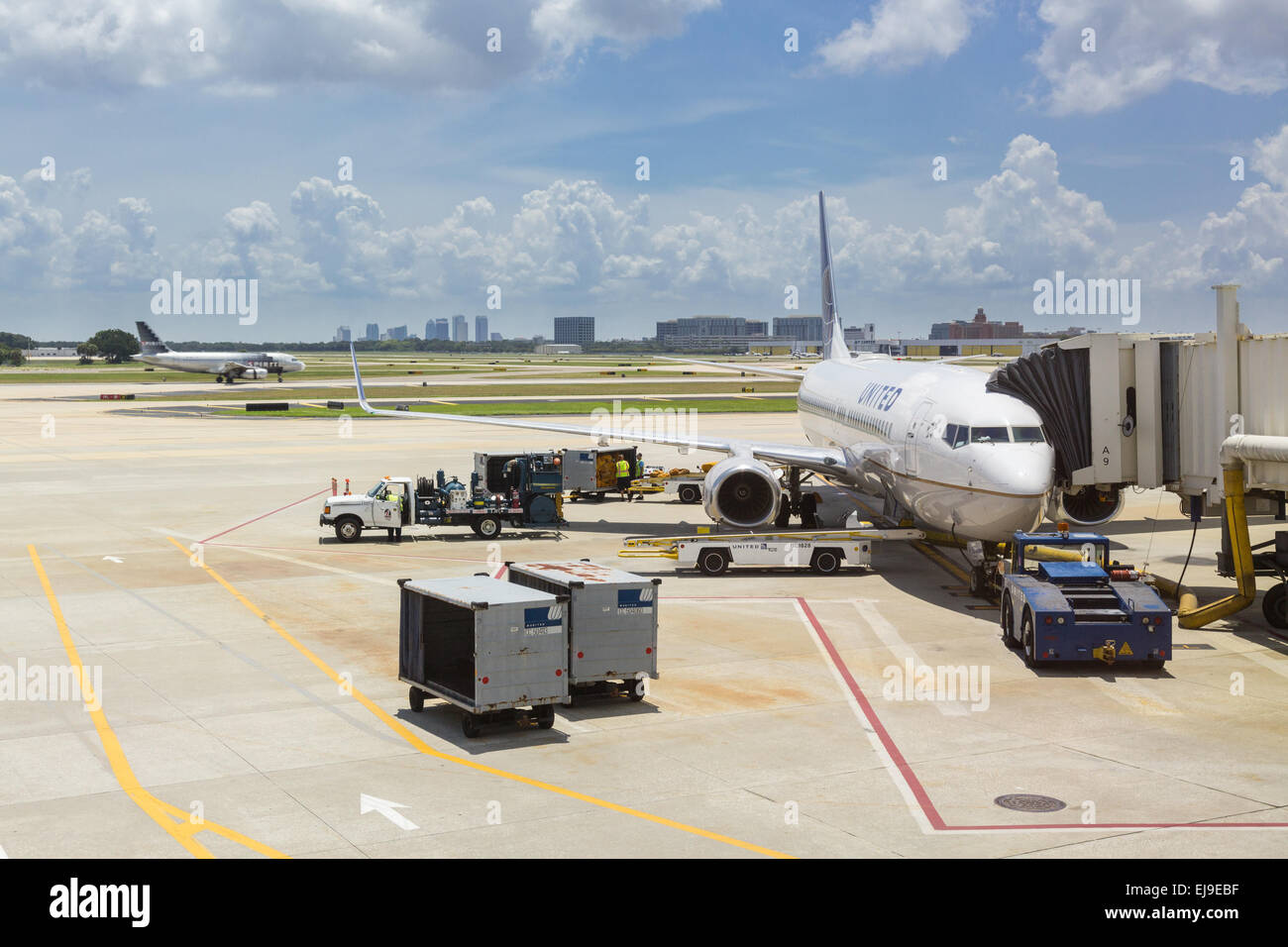 United plane at Tampa International airport Stock Photo
