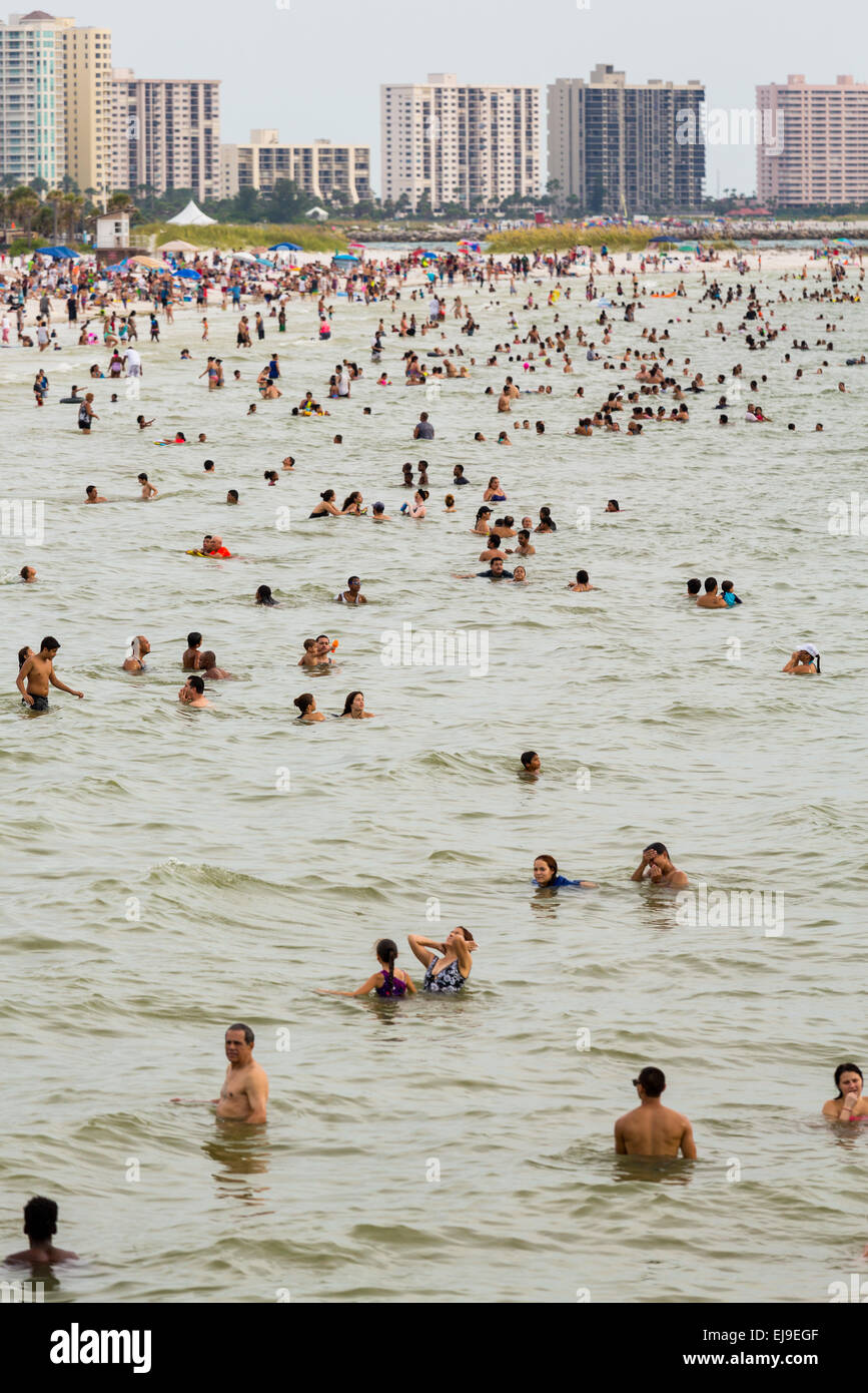 Busy beach in Clearwater Florida Stock Photo