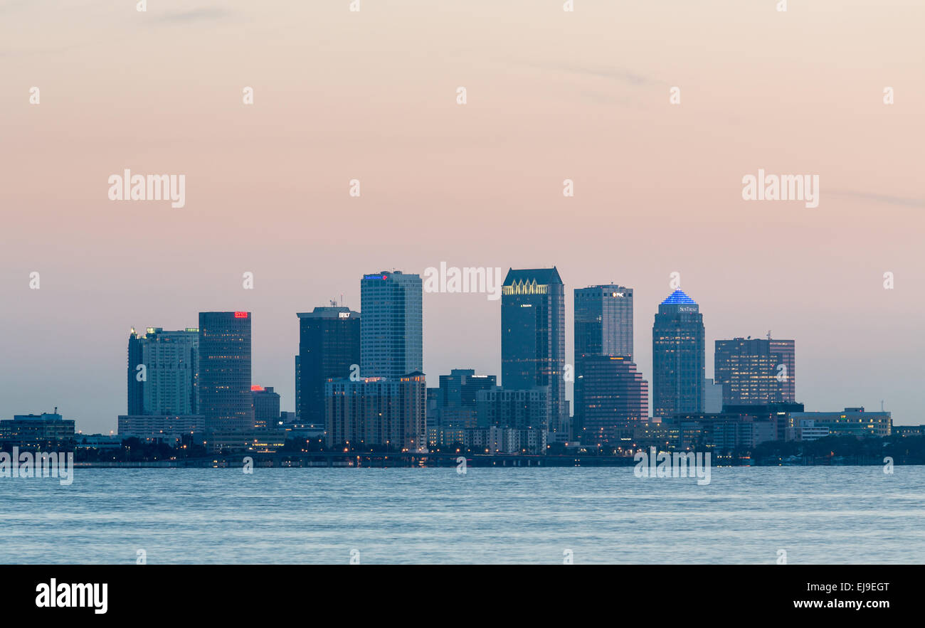 City skyline of Tampa Florida at sunrise Stock Photo