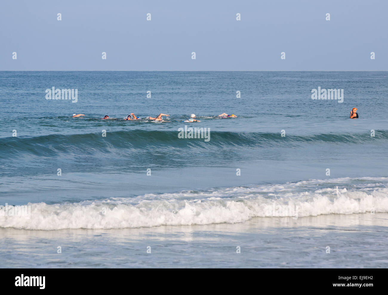 Group of swimmers on ocean off Florida Stock Photo