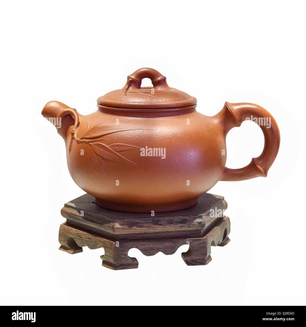 chinese purple sand teapot isolated Stock Photo