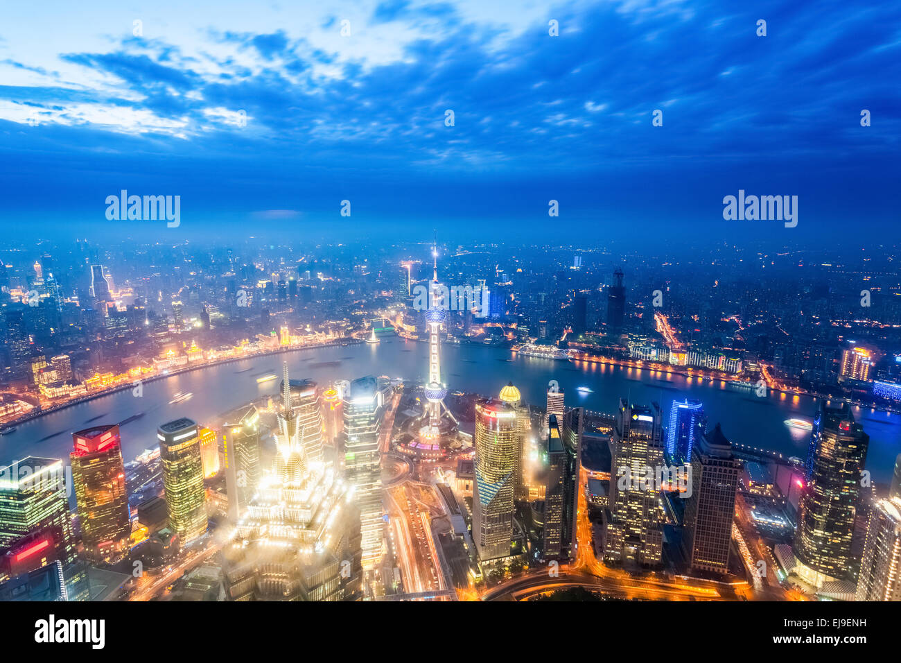 nightfall view of shanghai Stock Photo