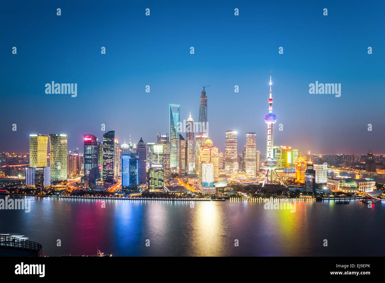 beautiful shanghai skyline at night Stock Photo