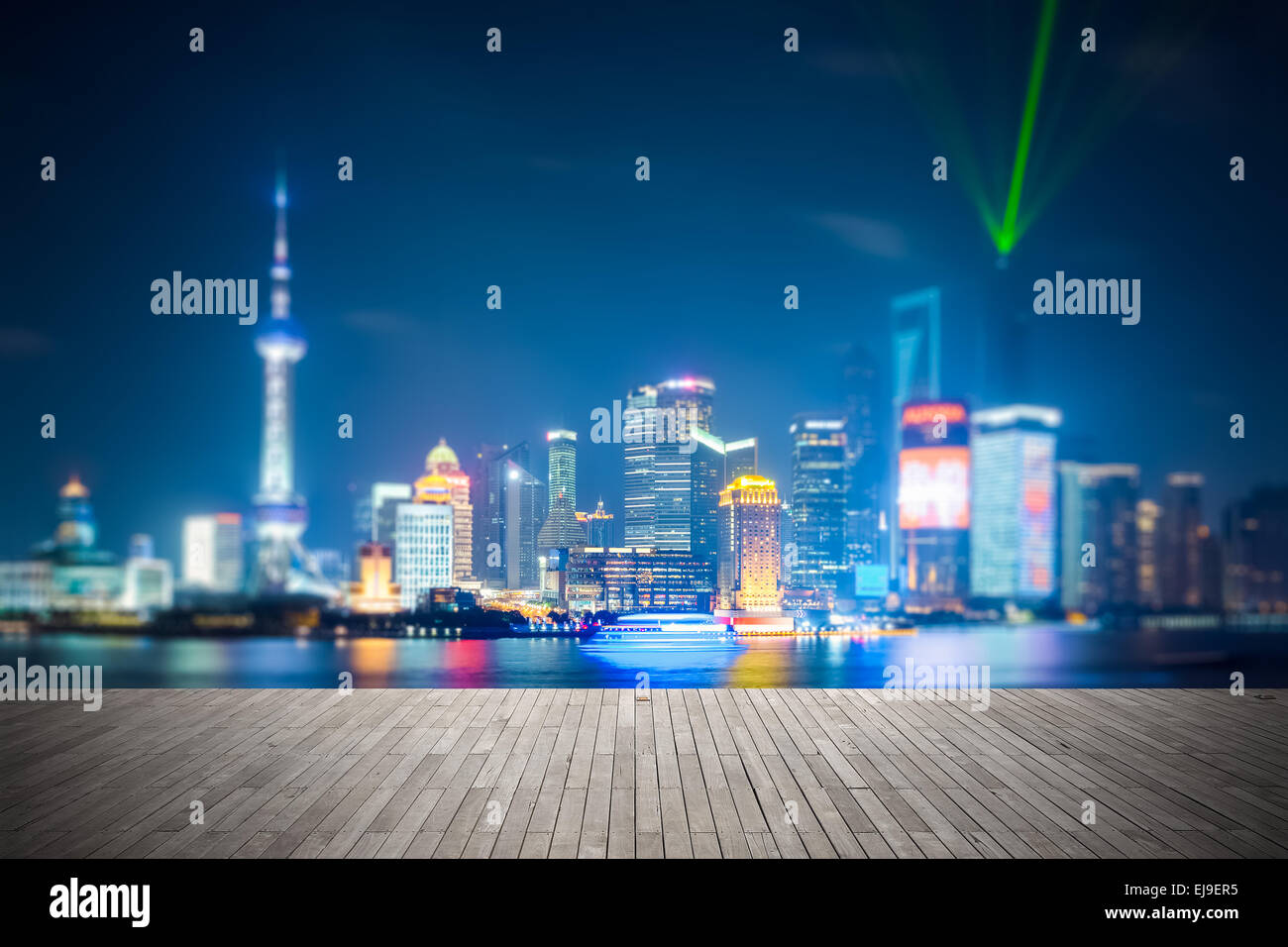 dreamlike city background of shanghai skyline Stock Photo