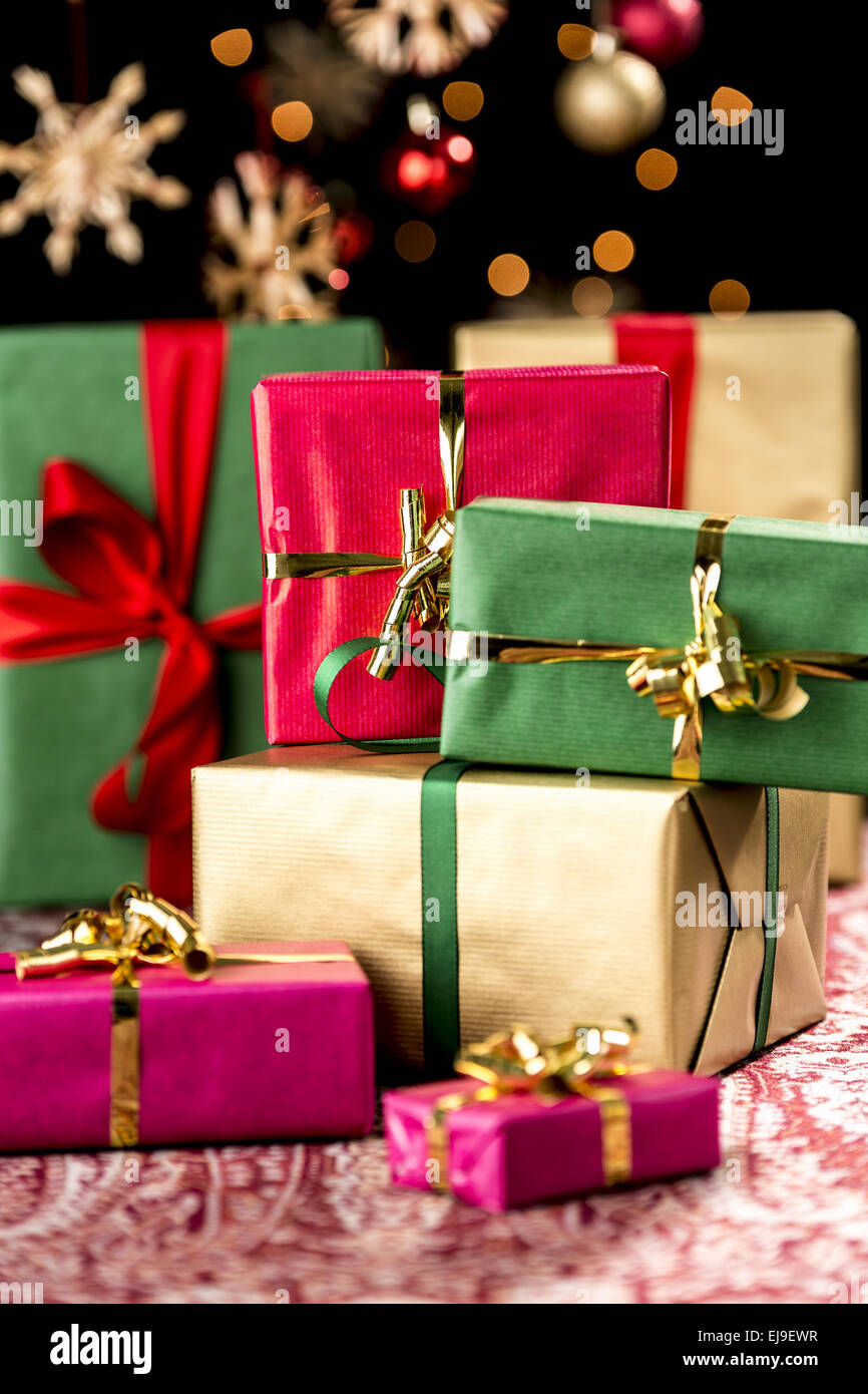 Pile of Christmas Gifts Stock Photo
