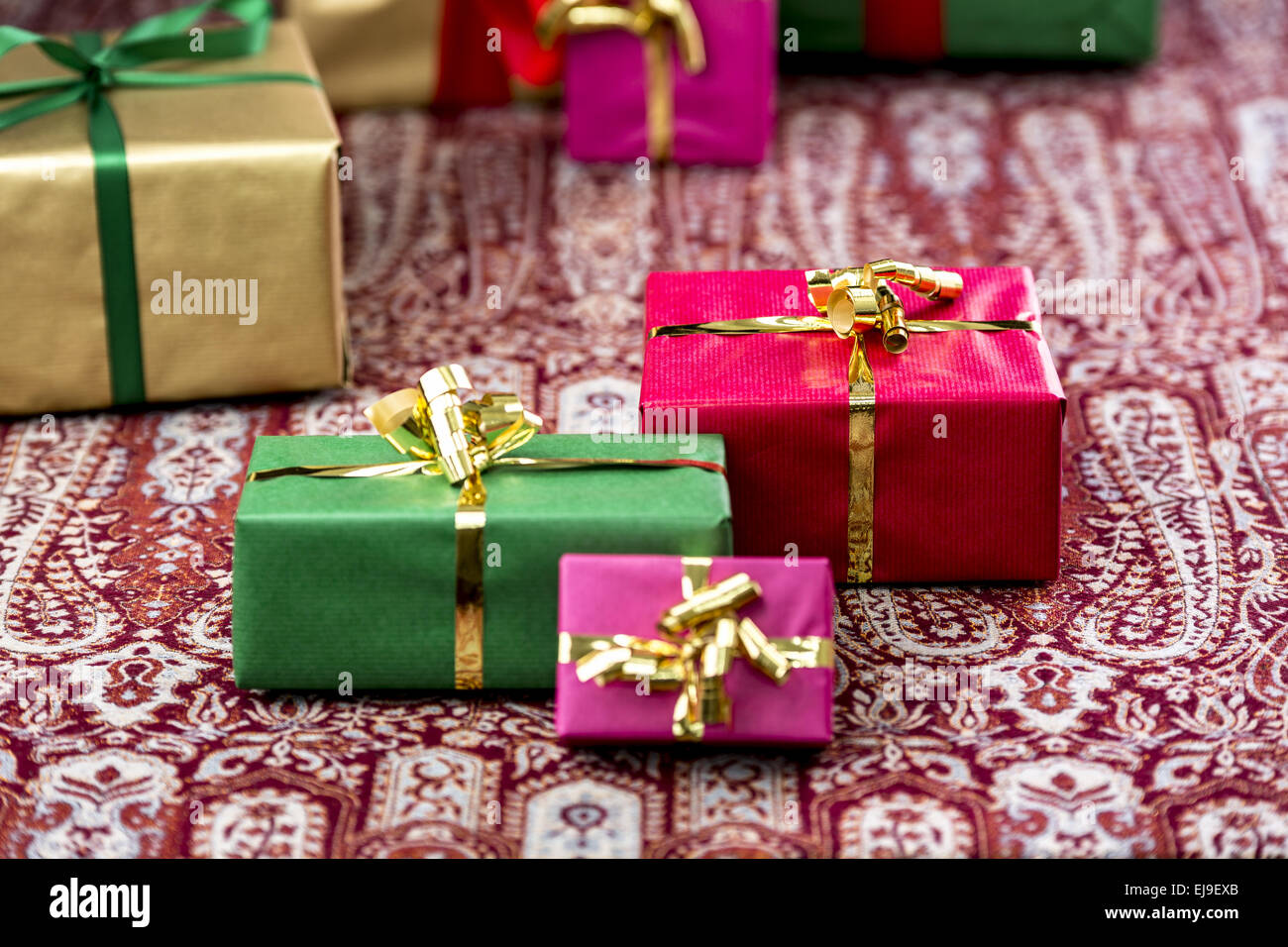 Three Presents Standing Out Stock Photo