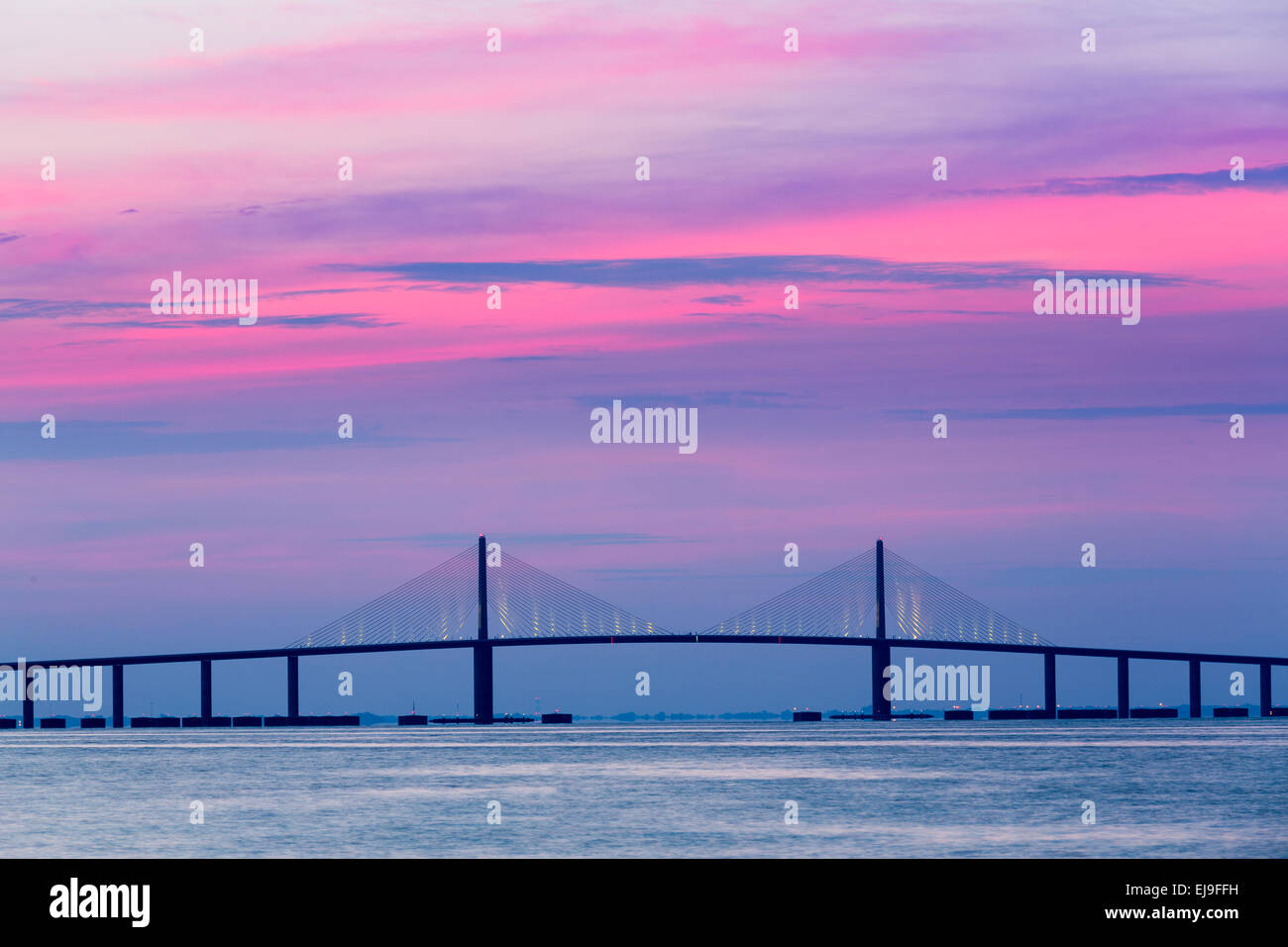 Sunshine Skyway Bridge at dawn Stock Photo