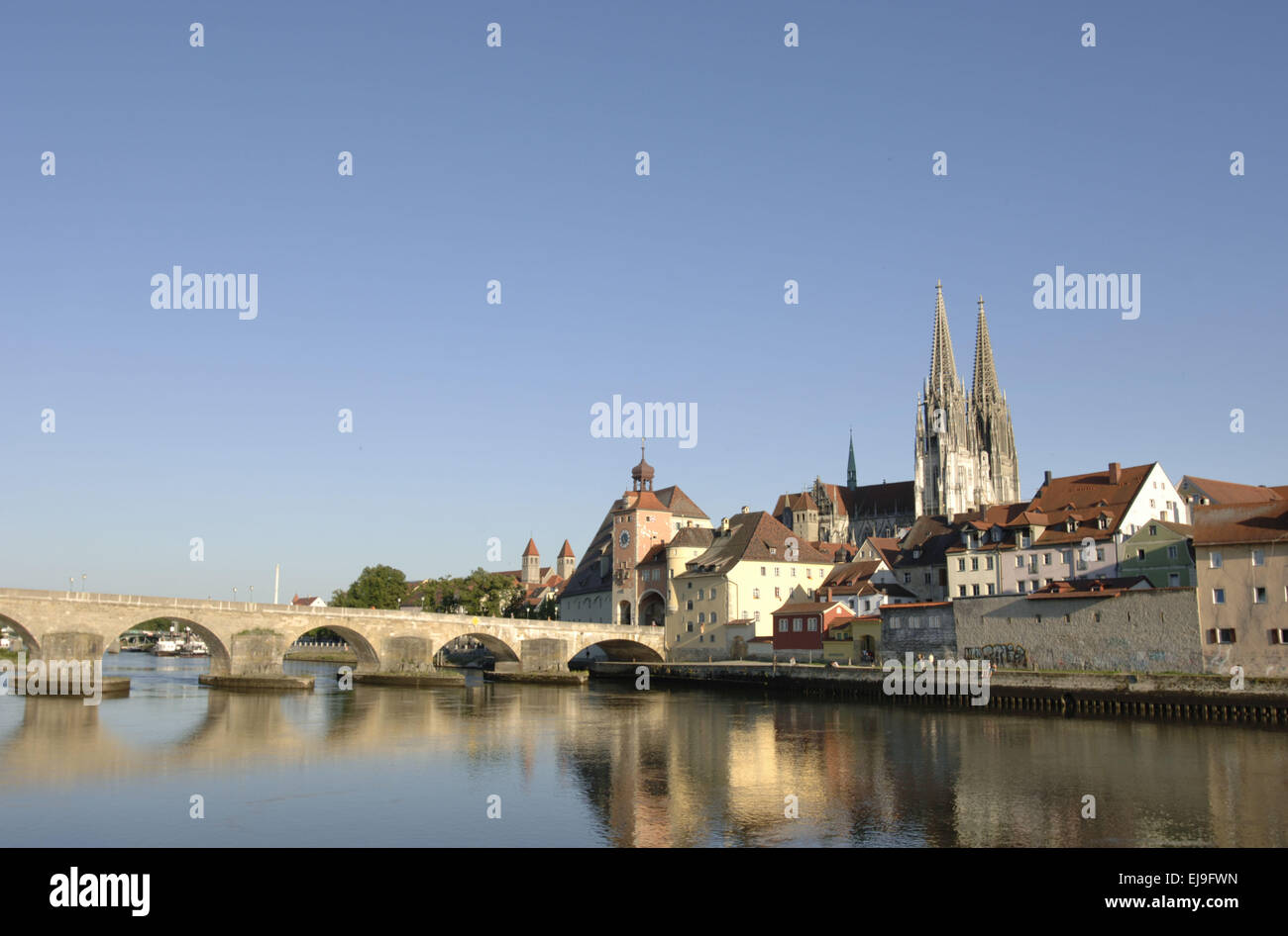 panorama view to city Regensburg in Bavaria Stock Photo