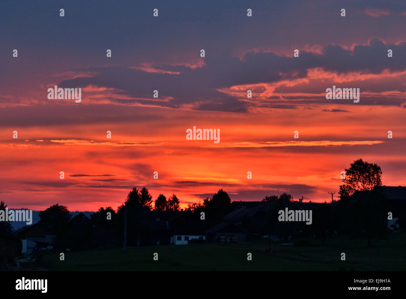 intense afterglow at sunset Stock Photo