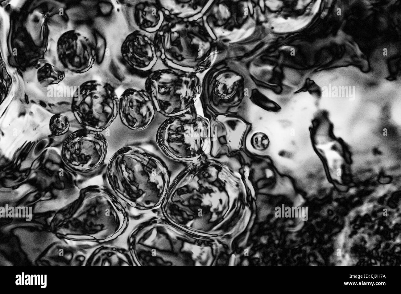 Water and air bubbles black Stock Photo
