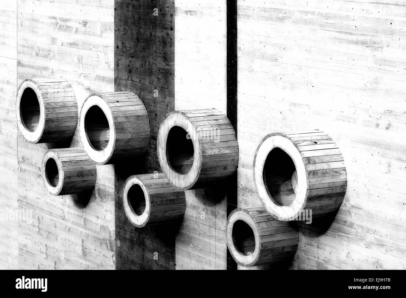 Timber construction black and white Stock Photo