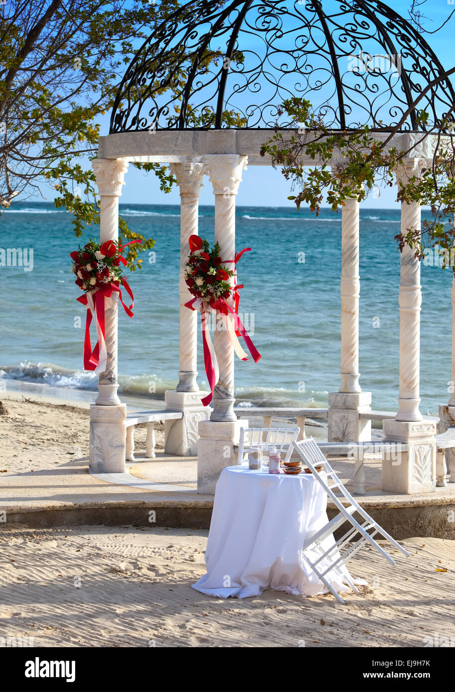 Cosy pavilion with a view of the sea Stock Photo