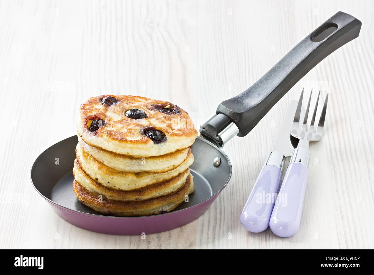 Blueberry pancakes Stock Photo