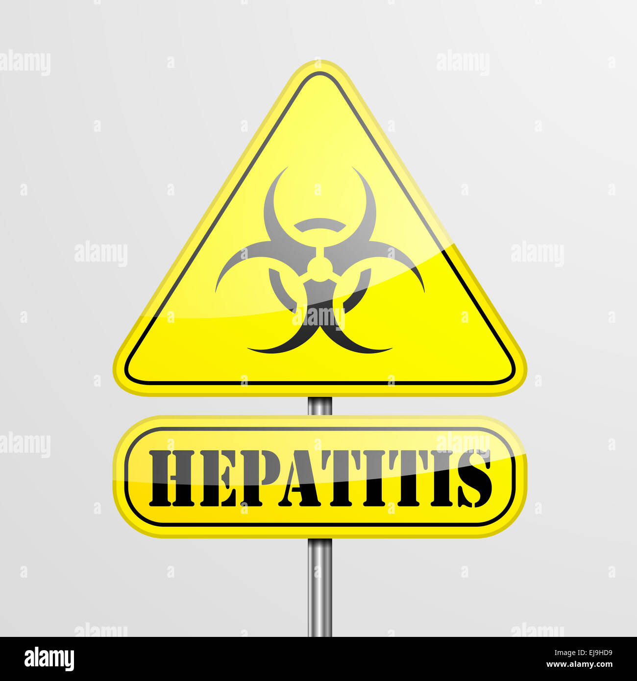 Yellow Hepatitis Warning Sign Stock Photo