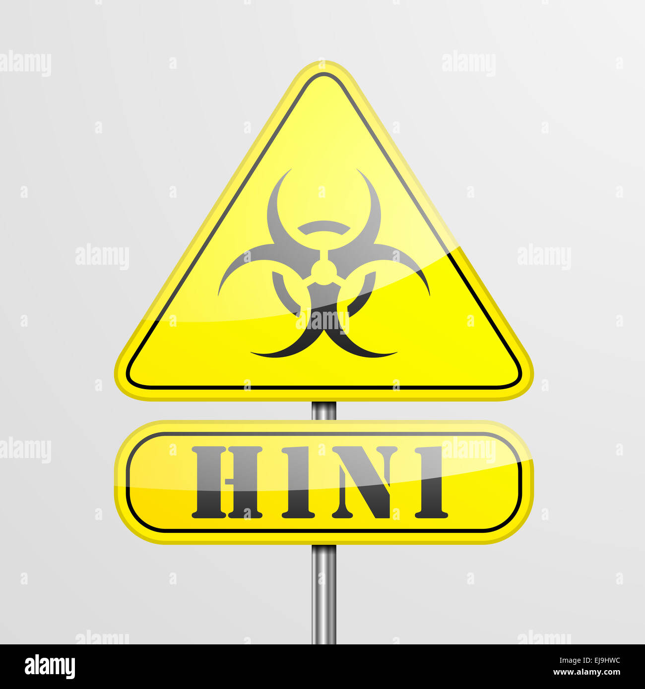 Yellow H1N1 Warning Sign Stock Photo