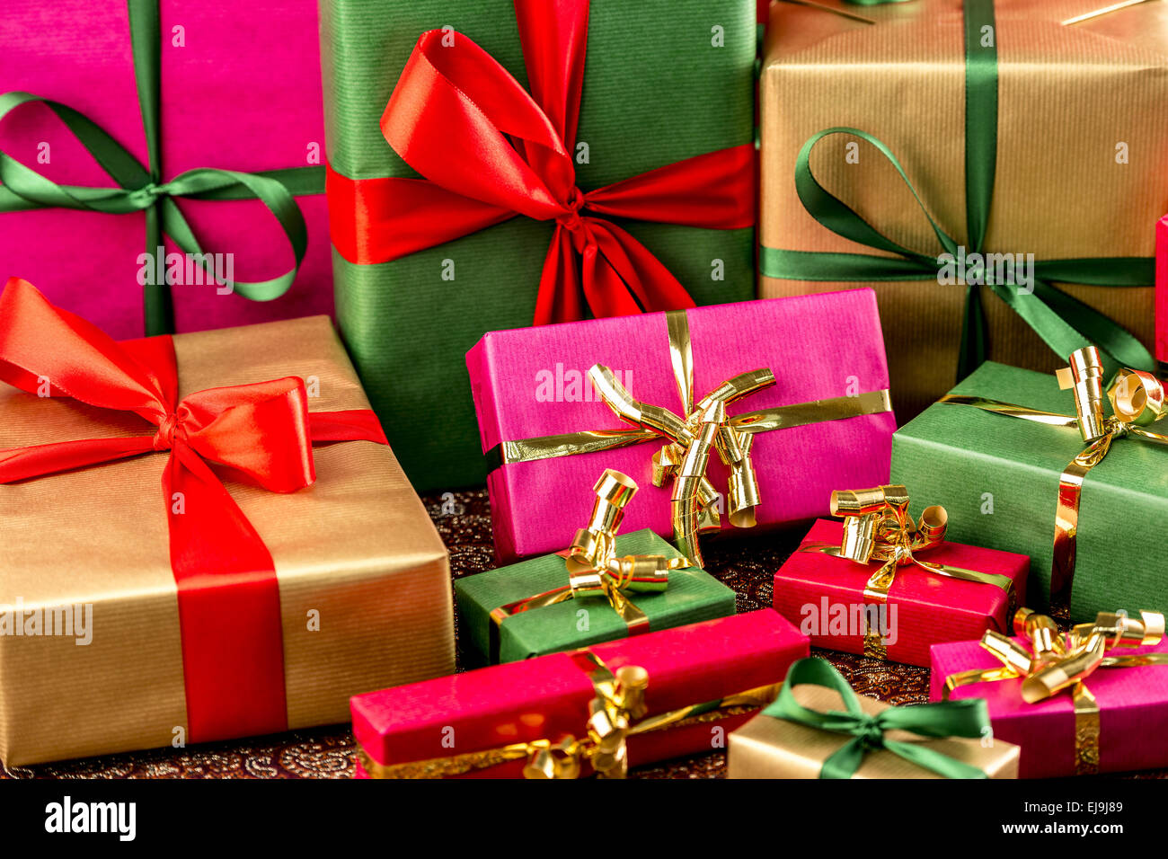 Multitude of Wrapped Gifts Stock Photo