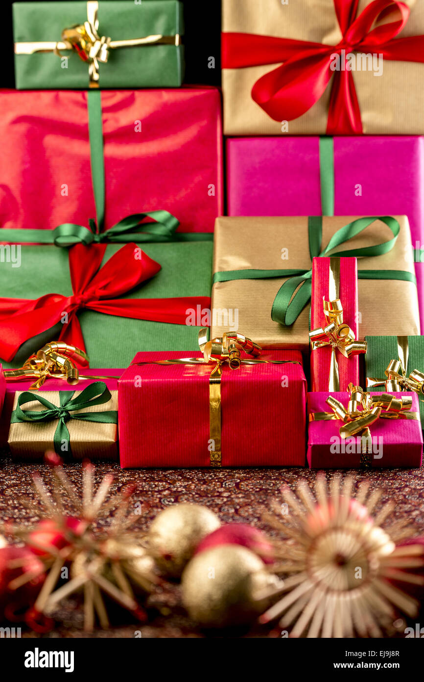 Piled-Up Xmas Presents Stock Photo