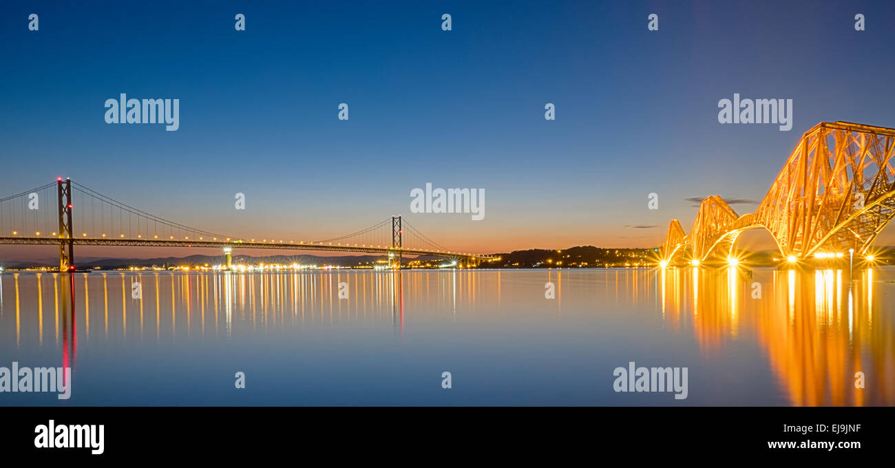 Two bridges over the Firth of Forth Stock Photo