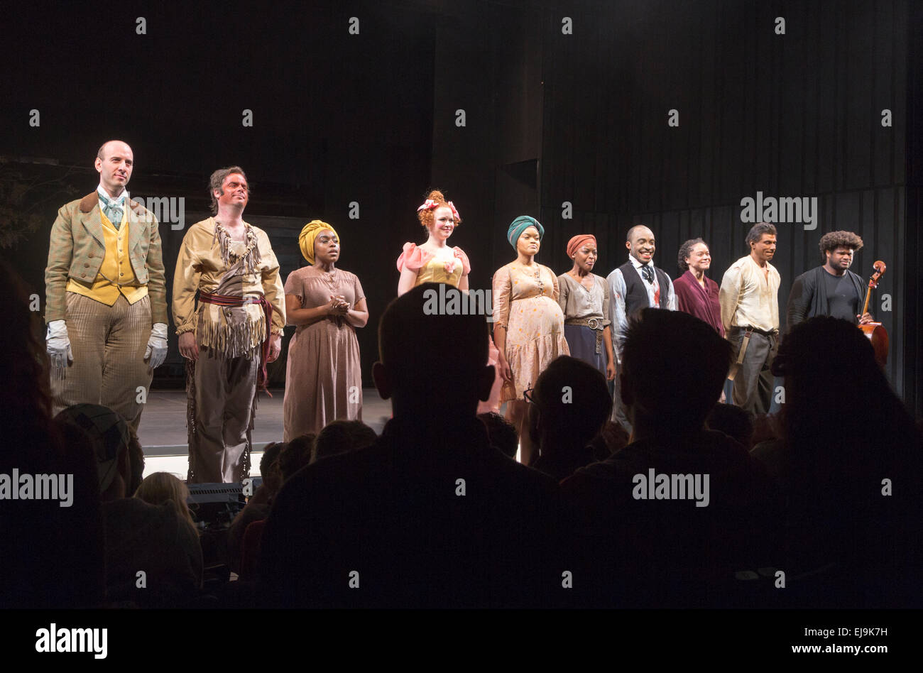 curtain call, cast of Soho Rep in An Octoroon by Branden Jacobs-Jenkins, Theater for a New Audience, Brooklyn, New York Stock Photo